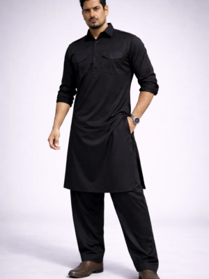 Black Pathani Suit for Men