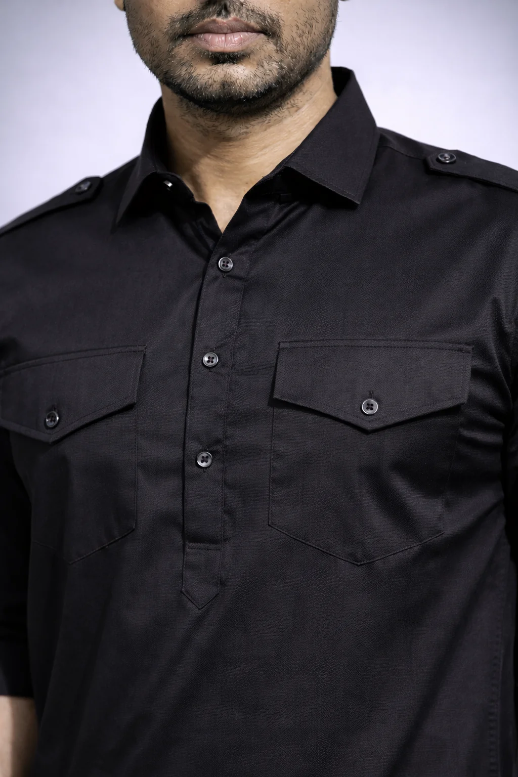Black Pathani Suit for Men (Close-up)