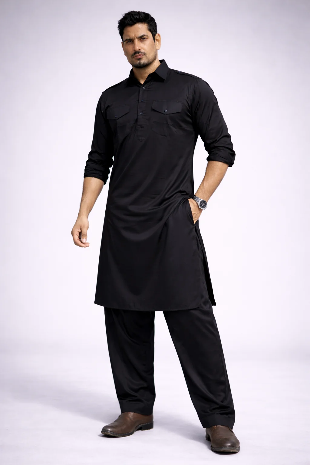 Black Pathani Suit for Men